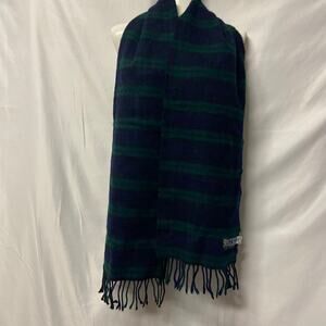 Edinburg Scarf Plaid 100% Lambswool Green Blue Old Town Weaving Co